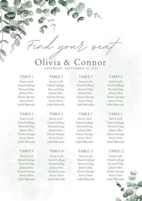Wedding seating chart planning template | Beachweddingtips.com