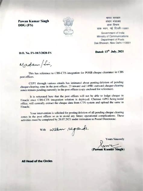 CBS CTS Integration for POSB Cheques Clearance in CBS Post Offices | 23 ...