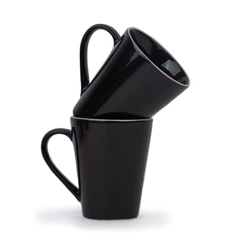 Large Ceramic Coffee Mug Set | Black Beauty Collection | 350ml