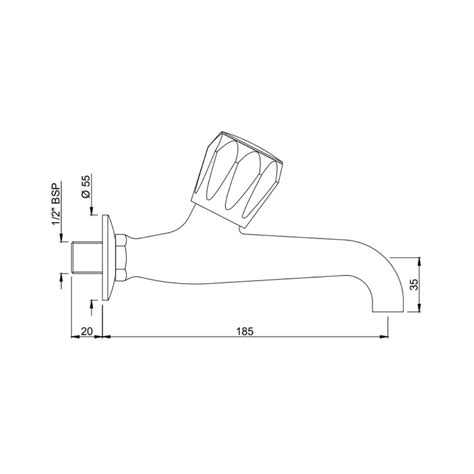 Jaquar WC Area Bib Cock Continental CON-CHR-107KN - Chrome on Decure.in