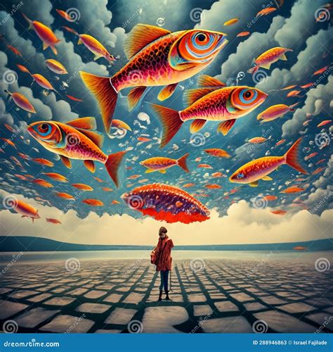An Extraordinary Phenomenon Captured in Surreal Beauty-fish Raining from the Sky. Generative AI ...