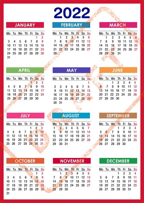Printable 2022 Yearly Calendar 9 Templates - Riset