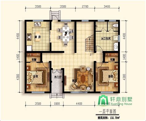 中式现代二层自建房_13x10米新农村二层中式房屋设计图 - 轩鼎房屋图纸手机版