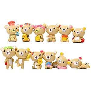 12 Pcs Cute Bear Toys Figurines Playset, 1.2" Bears Figurine Collection ...