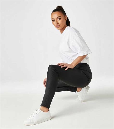 Urban Bliss Black Coated Leather-Look Skinny Jeans | New Look