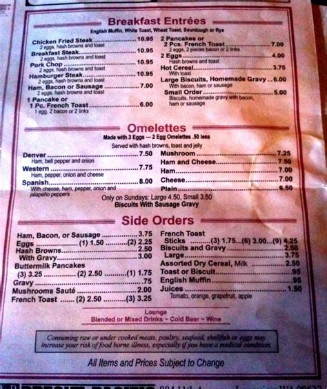 Menu at Plains Trading Post Restaurant, Douglas
