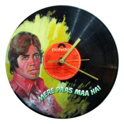 Painted records on wall clock: Deewaar Amitabh Bollywood vinyl LP online