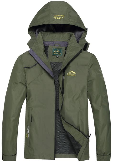 Keevoom Mens Hooded Waterproof Rain Jacket Lightweight Outdoor ...