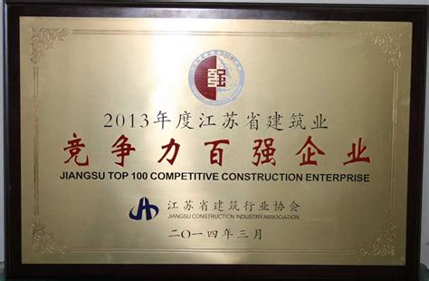 集团公司荣获江苏省建筑业“竞争力百强企业”称号