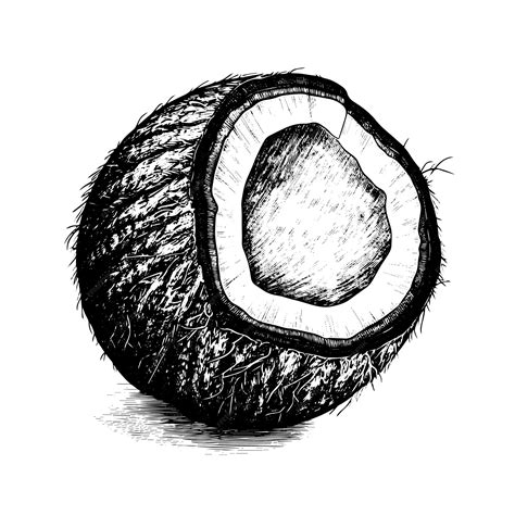 Premium Vector | Coconut vector drawing isolated hand drawn object ...