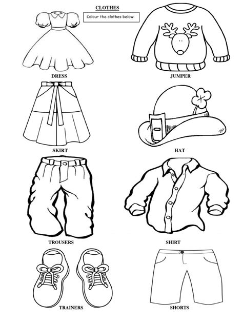 Clothes Coloring Worksheet 的图像结果