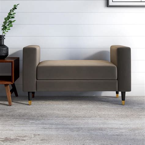 Buy Harlow Premium Fabric Grey Solid Wood Bench Online At Durian