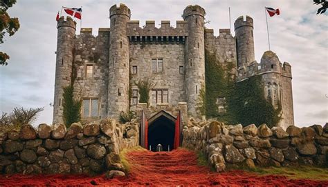 Landscape of an irish castle with festive decorations | Premium AI ...