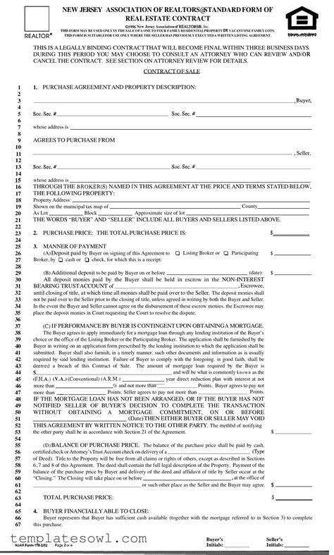 Download Njar Real Estate Contract Form • TemplatesOwl