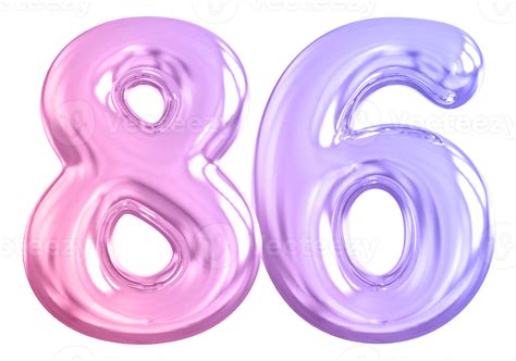 86 number gradient 3d render 36308624 PNG