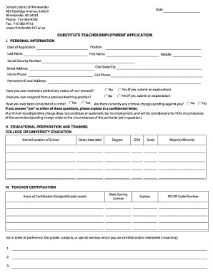 Substitute Teacher Job Application Form Fields FINAL - Fill and Sign ...