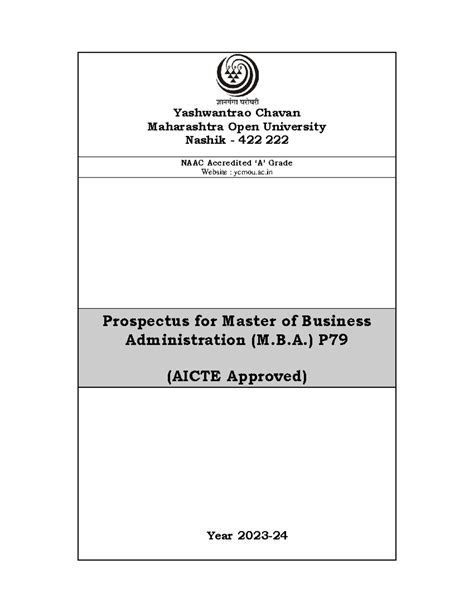 P79 MBA Prospectus 2023: Master of Business Administration Overview ...