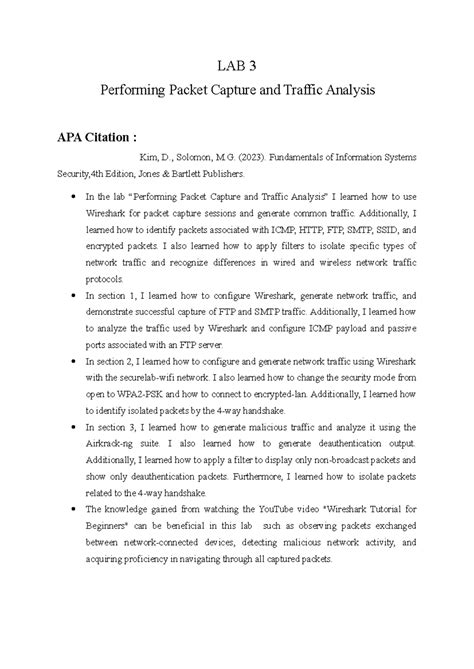 LAB 3 Report - hi thete - LAB 3 Performing Packet Capture and Traffic ...