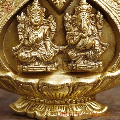 Shop Brass Lakshmi Ganesh Engraved in Kalash | Dharma Statues