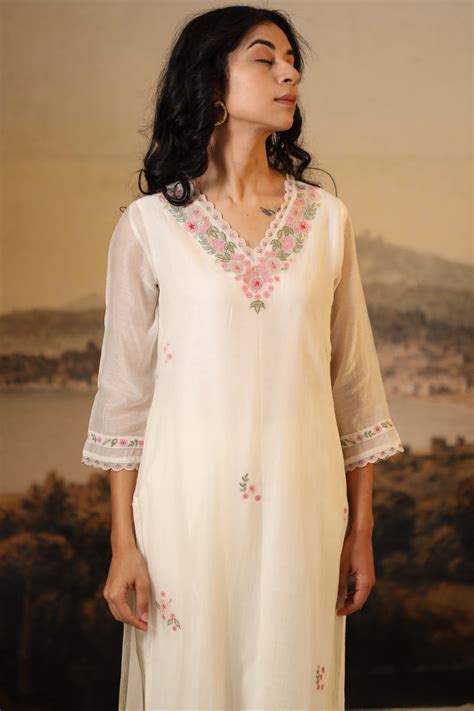 Ivory White Rangoon kurta set with dupatta – TATWA