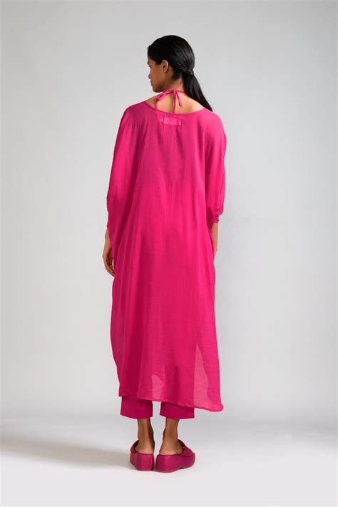 Mati - Pink Smocked Cowl Tunic - Elahe