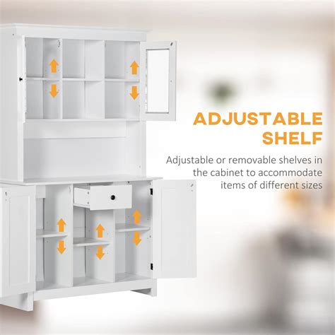 Buy HOMCOM Freestanding Rustic Buffet with Hutch, 4 Door Farmhouse ...