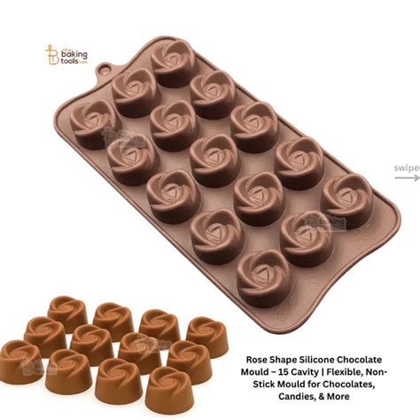 Rose Shape Silicone Chocolate Mould – 15 Cavity | Flexible, Non-Stick