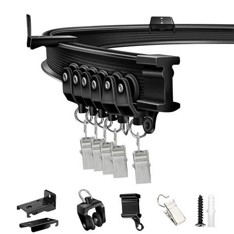 Buy TOKPLNU Curtain Rail, Flexible Ceiling Curtain Track 3m Black ...