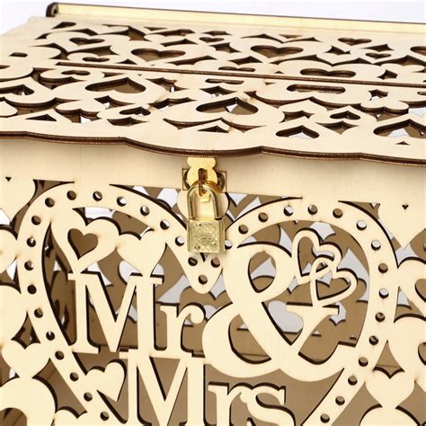 Buy Aibecy Wedding Card Box with Lock Rustic Wood Gift Box Card Holder ...