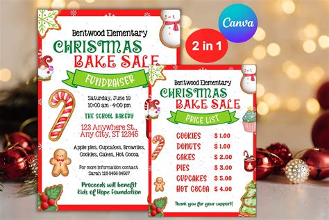 EDITABLE Christmas Bake Sale Flyer School Bake Sale Flyer Church Bake ...