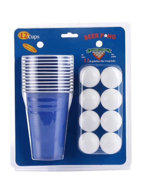 HEMNJUM Beer Game Set 24-Piece Set 16oz Blue And Red Plastic Cups Game ...
