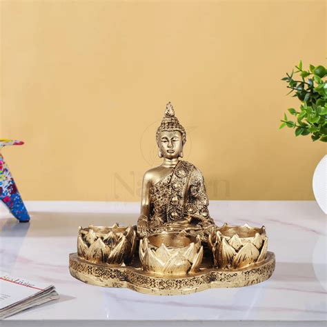 Buy nantan Buddha with Tea Light Holder Decorative Showpiece |Figurine ...