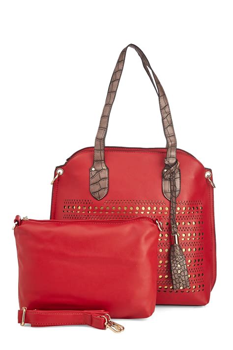 Buy Vero Couture Red Cut-Work Tote & Sling Combo at Amazon.in