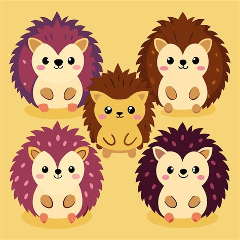 Four cute cartoon hedgehogs with different colored spines | Premium AI ...