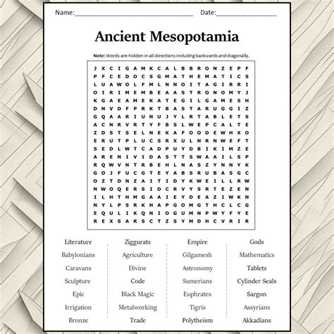Ancient Mesopotamia Word Search Puzzle Worksheet Activity PDF ...