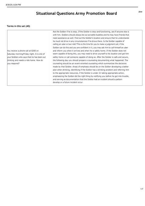Situational Questions Army Promotion Board Questions And Answers Rated ...