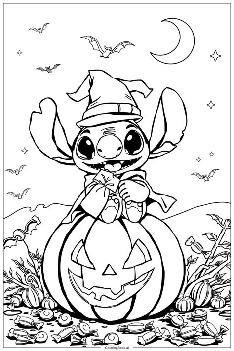 Stitch Halloween Coloring Page