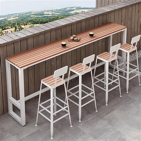 Amazon.com: Modern Trestle Table Rectangular Outdoor Bar Table,Wooden ...