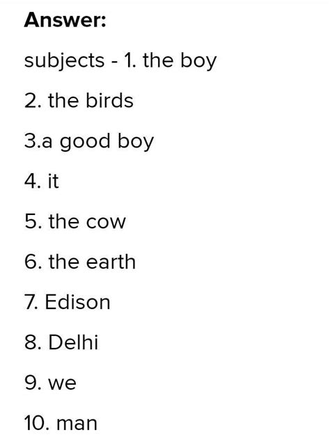 Q: Separate the Subject and the Predicate in the following sentences. 1 ...