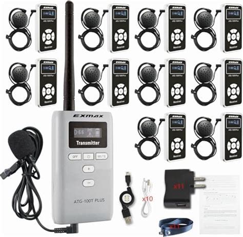 EXMAX ATG-100T PLUS 195MHz Wireless Translation Equipment Headset ...