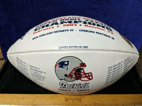 New England Patriots SB XXXVIII Super Bowl 38 White panel NFL football Champions | eBay