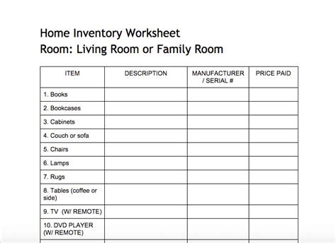 Free Printable Home Inventory Checklist (PDF)