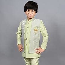 Buy AHHAAAA Kids Indian Ethnic Silk Blend Waistcoat Kurta Pyjama Set ...