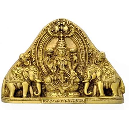 Buy Artvarko Goddess Lakshmi Carved Brass Gajalakshmi Laxmi Devi Idol ...