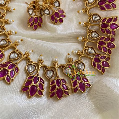 Premium AD Stone Lotus Short Neckpiece-G5955 – vrikshamindia