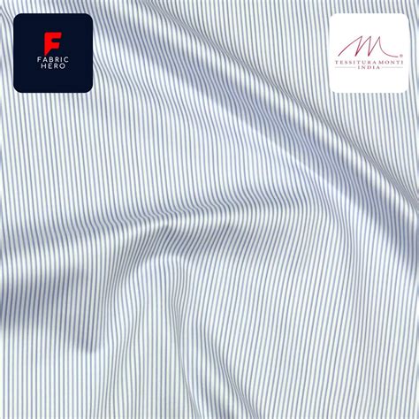 TESSITURA MONTI 100% GIZA COTTON STRIPES UNSTITCHED SHIRT FABRIC (SKY ...