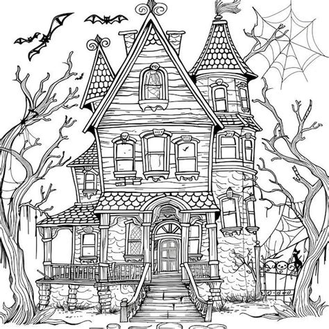 Halloween_coloring_page_pumpkins_ghosts_bats_witches | Premium Photo