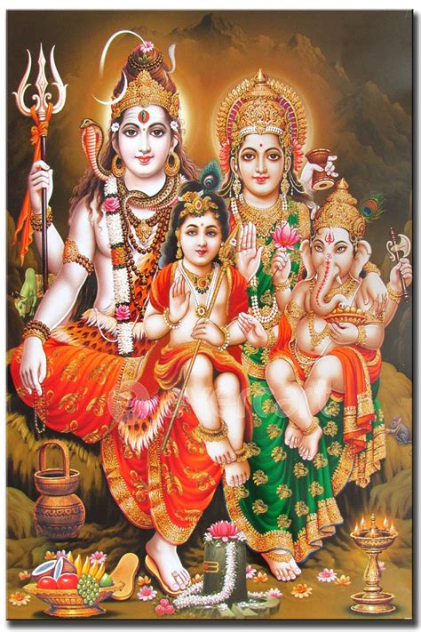 Buy wallpics® Lord Shiva with Parvati Ganesh and Kartikey waterproof ...