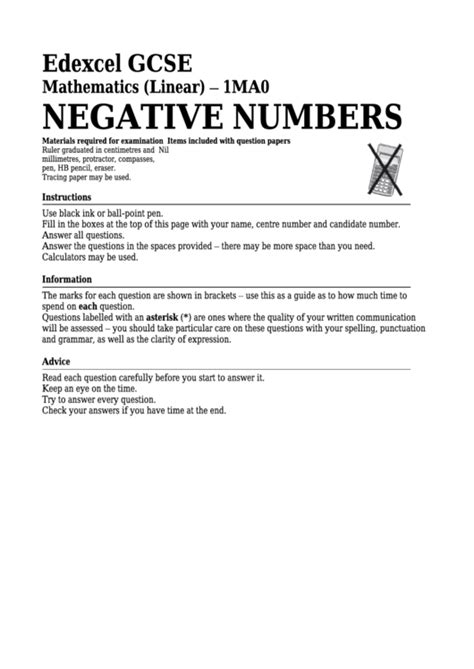 Image result for Negative Numbers GCSE