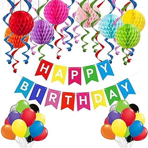Party Propz Paper Birthday Decoration Items, Multicolour, 49 Pcs, 12 ...
